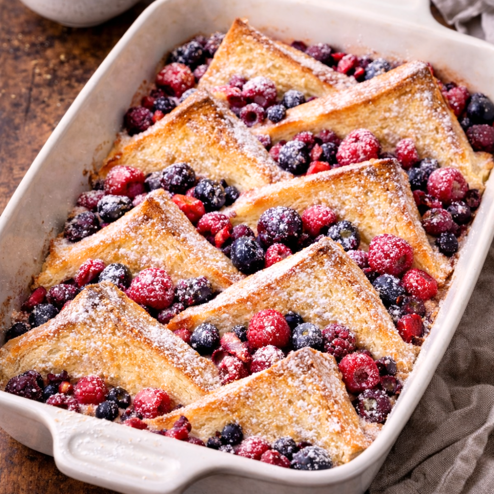 Pudding à la Brioche et aux Fruits Rouges
