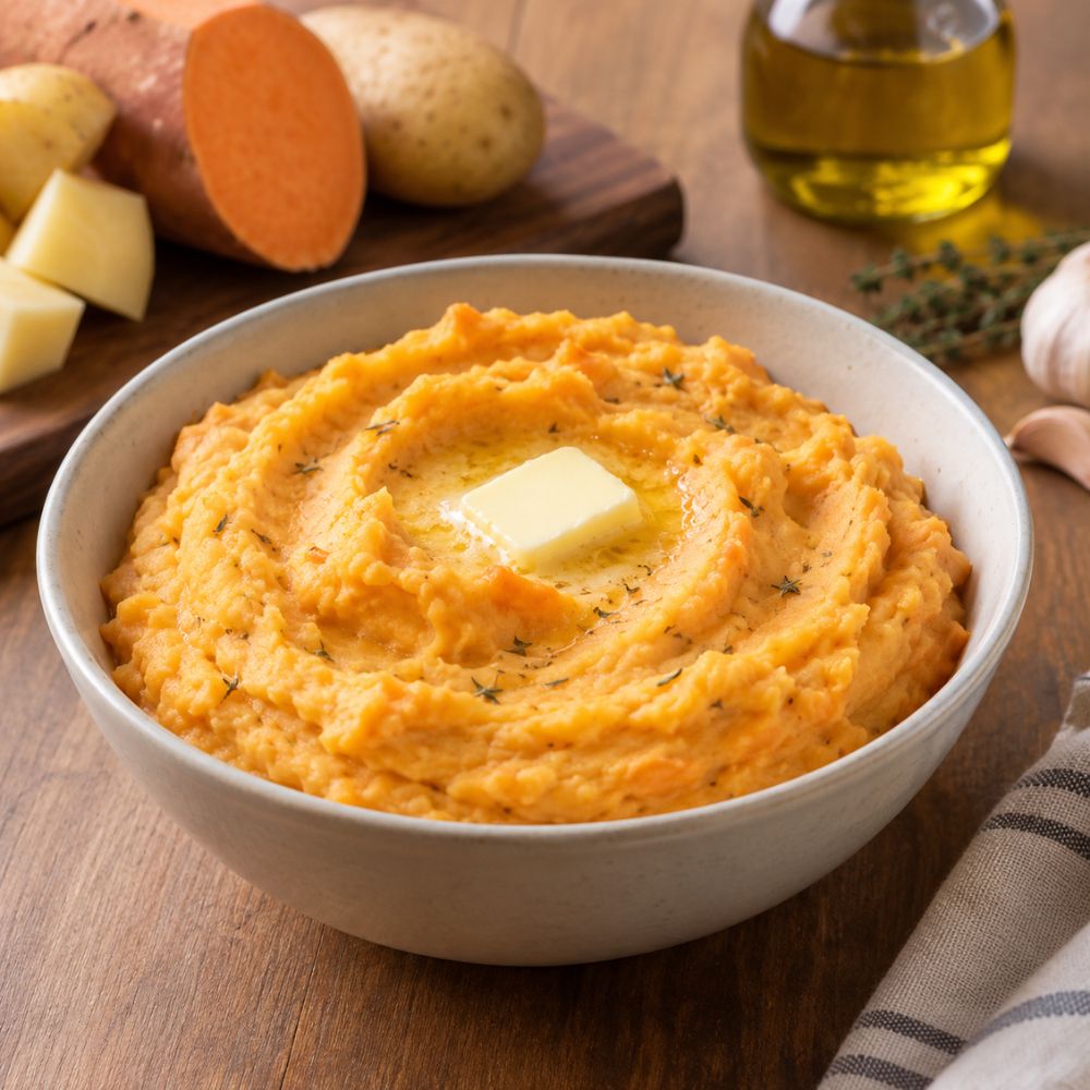 Purée de patate douce et pomme de terre