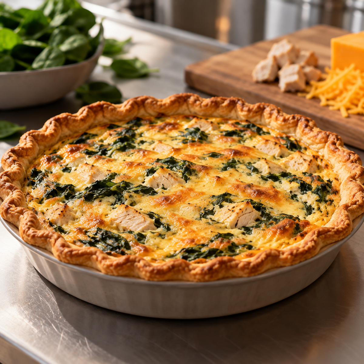Quiche au poulet épinard