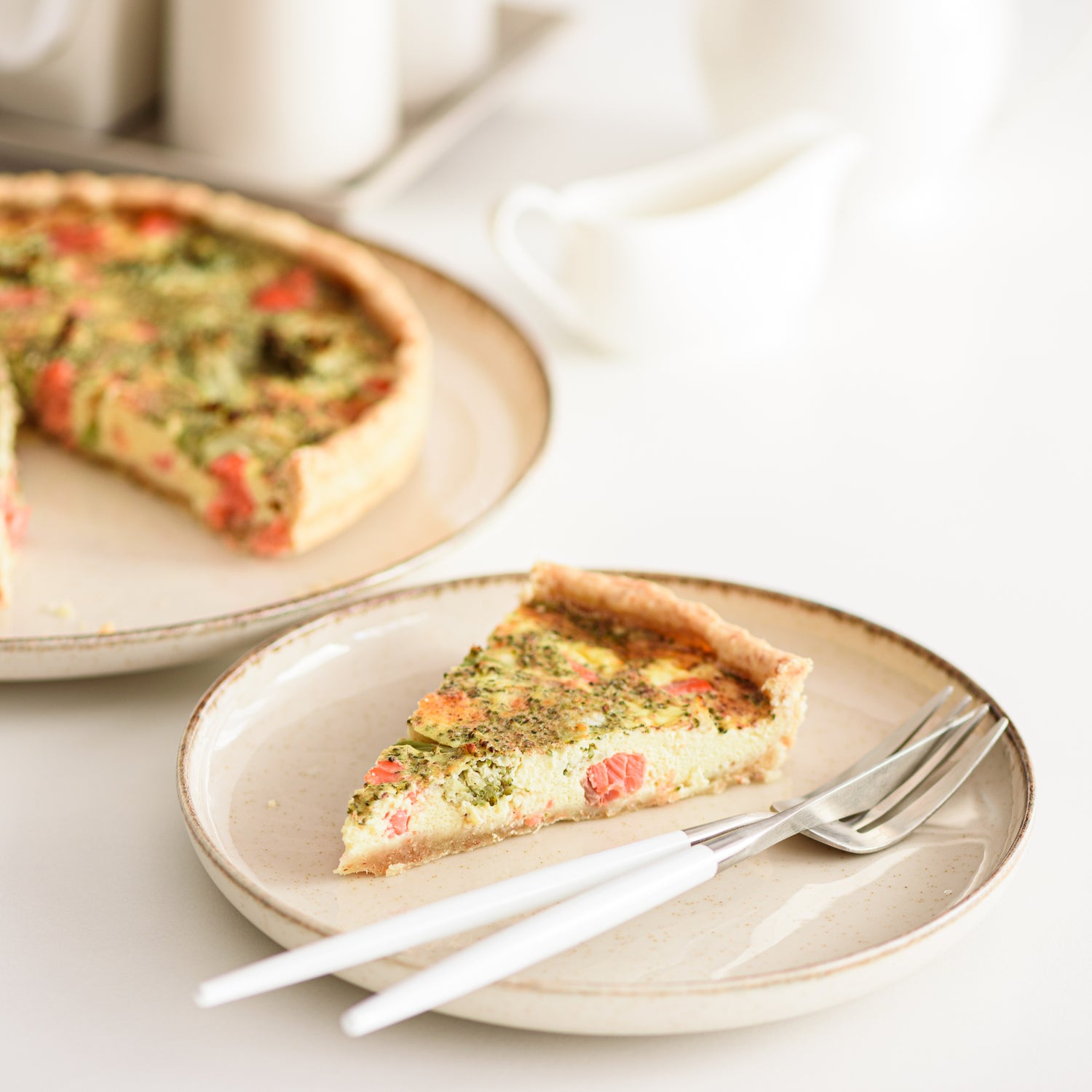 Quiche aux cubes de saumon et saumon fumé