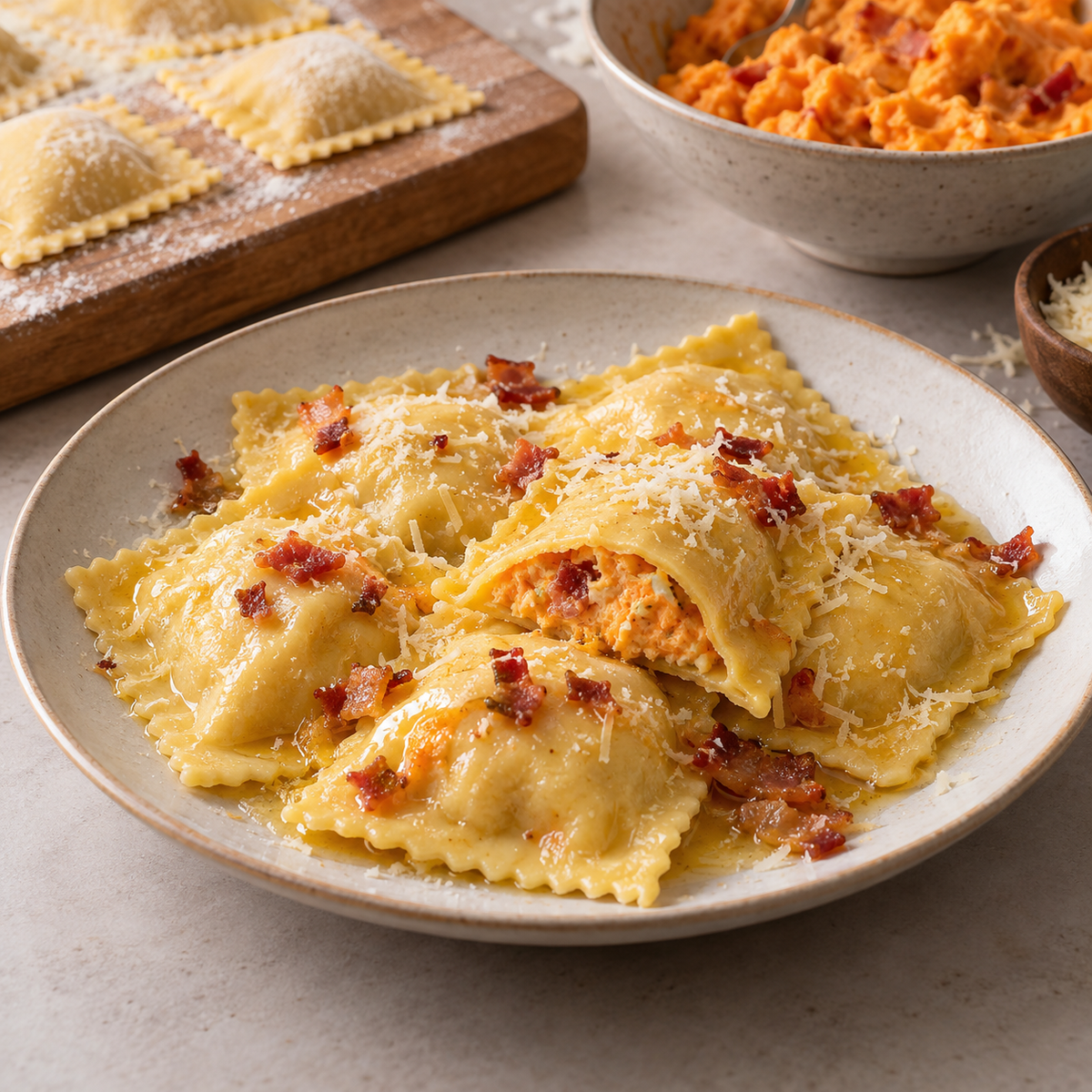 Raviolis farcis à la ricotta et patates douces