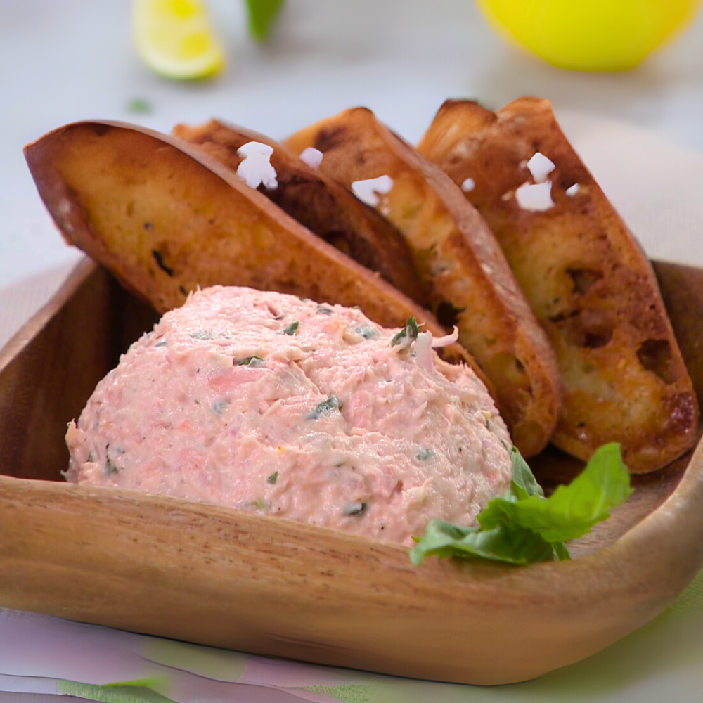 Rillettes de truite et croutons gourmands