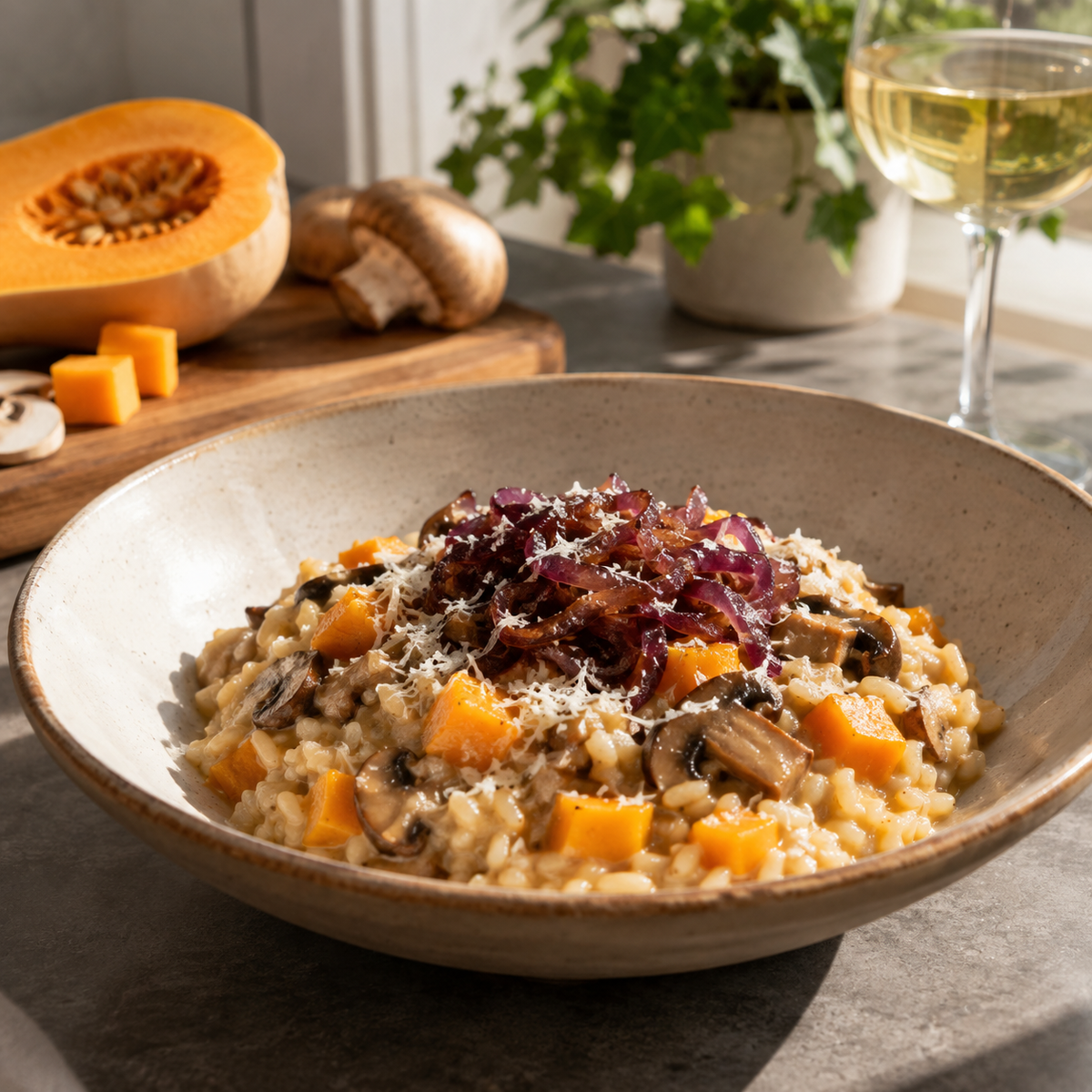 Risotto champignons et courge
