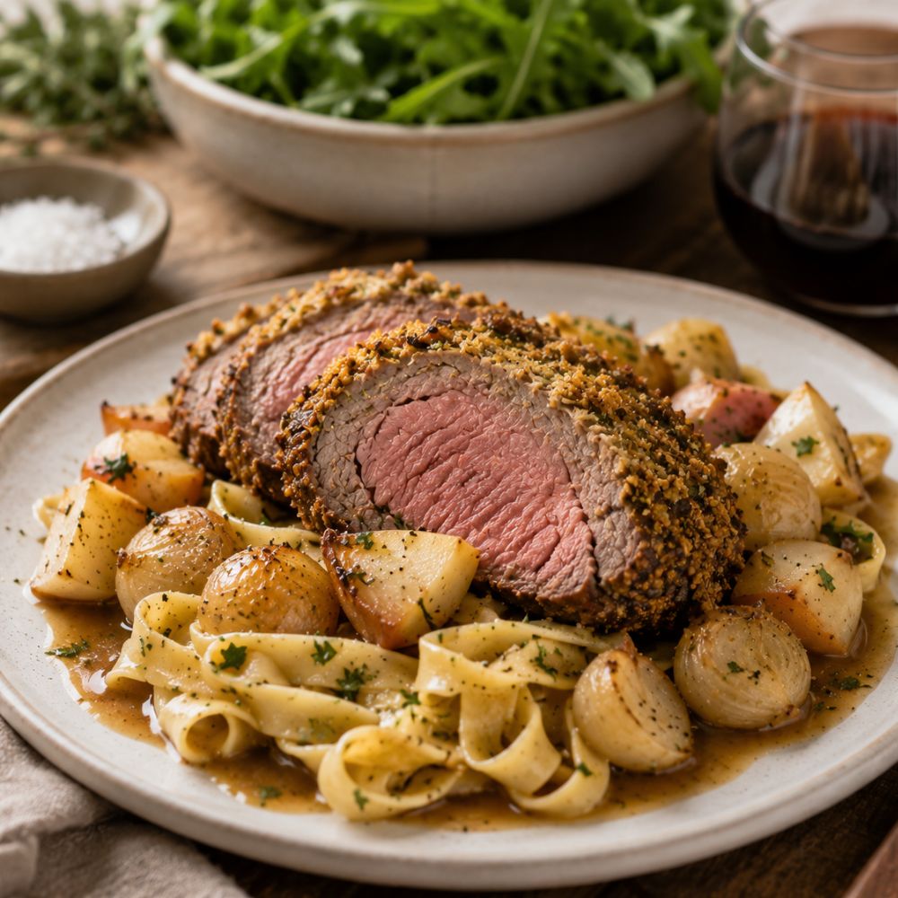 Rôti de boeuf en croûte de moutarde