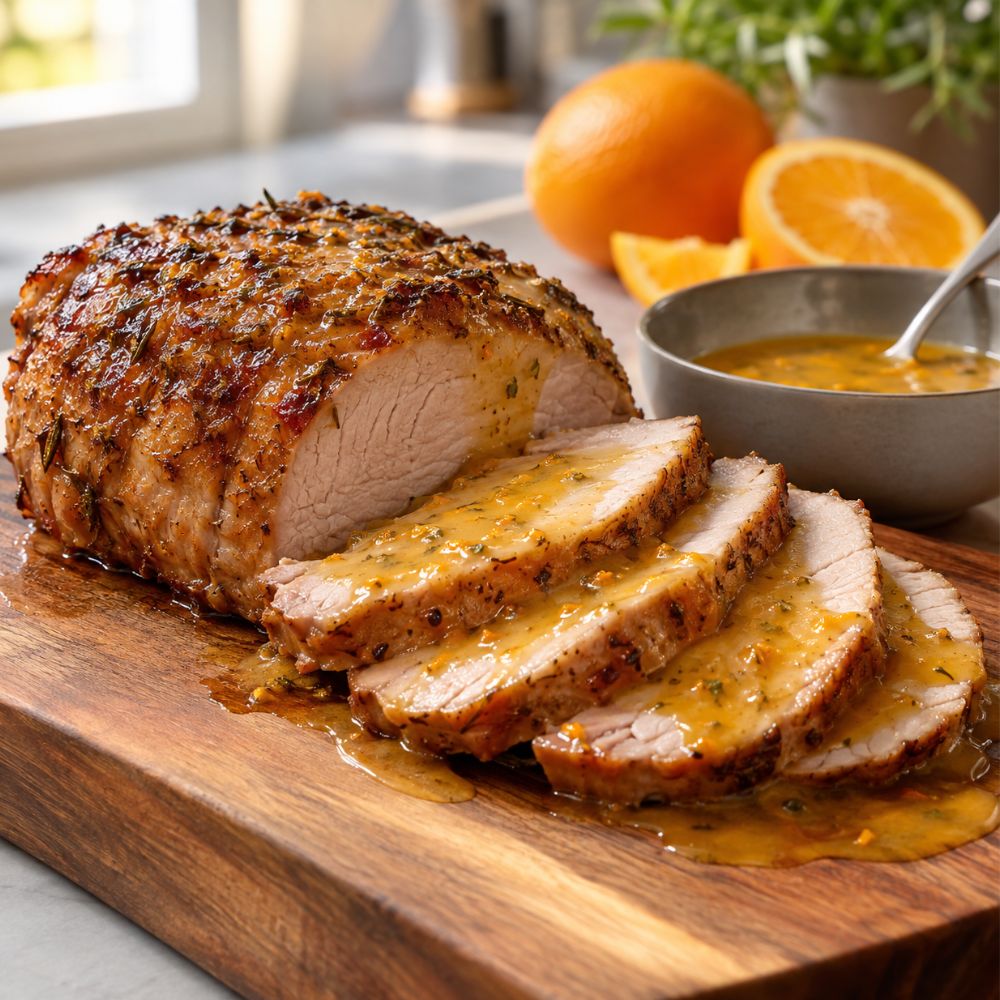 Rôti de porc sauce orange-dijon