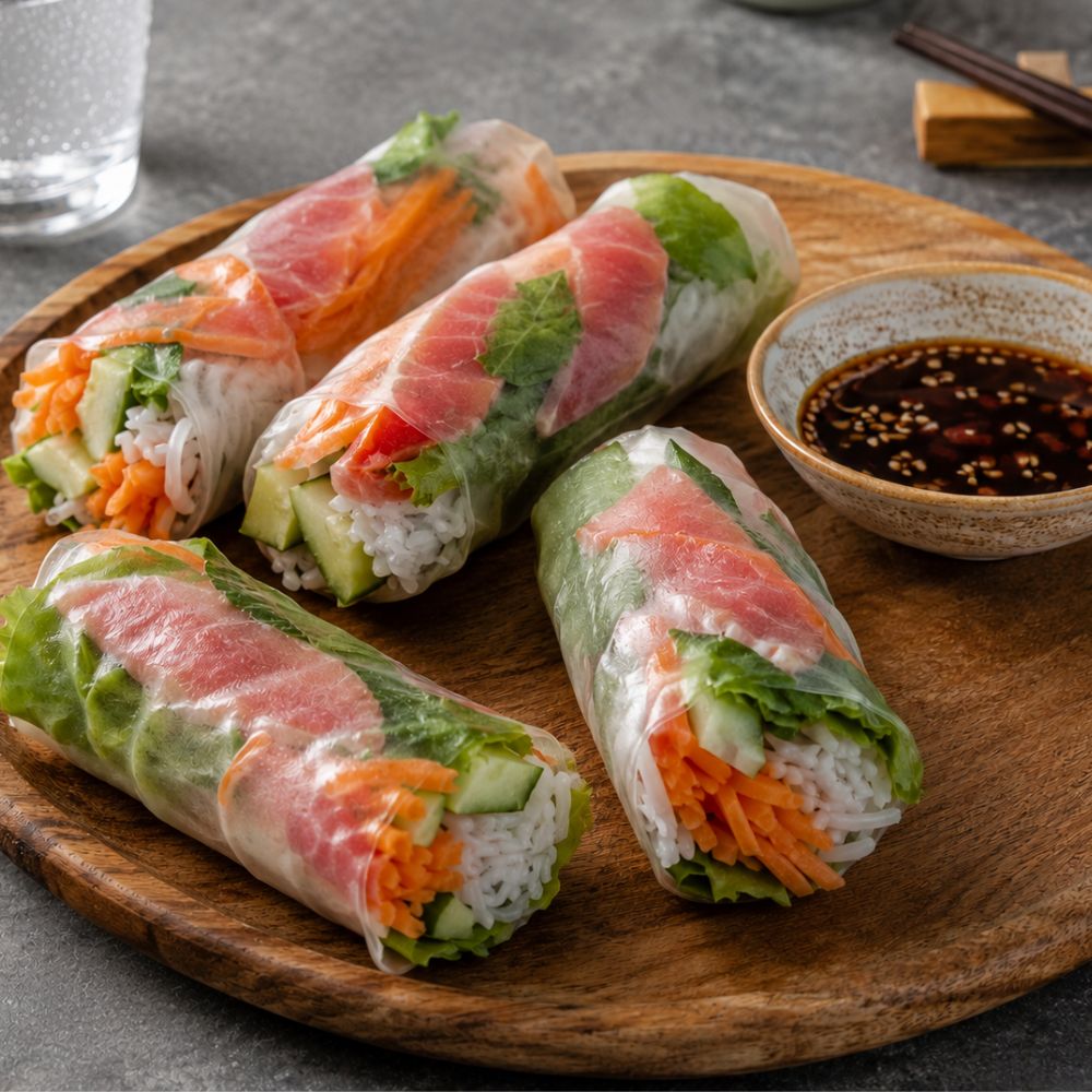 Rouleaux de printemps au saumon fumé pastrami