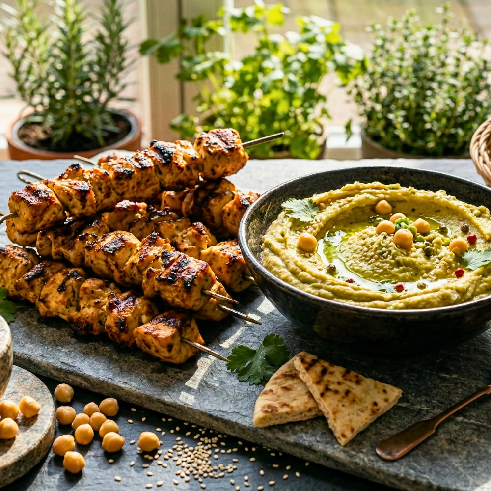 Shish taouk et humus maison