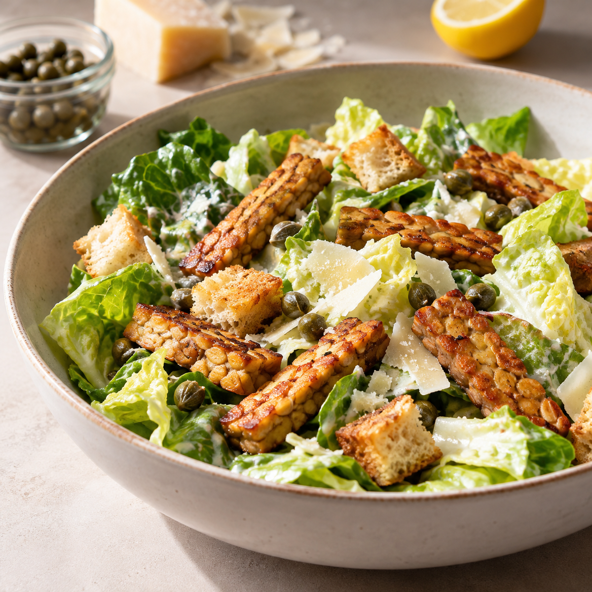 Salade césar au tempeh
