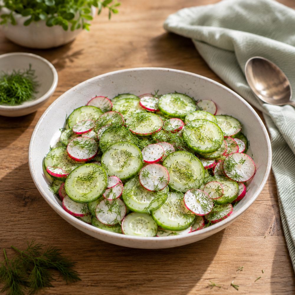 Salade de concombre et radis à l’aneth frais