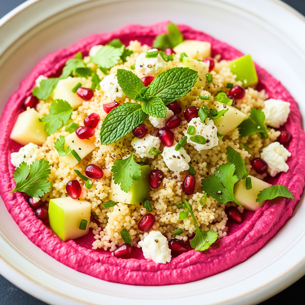 Salade de couscous pomme, grenade et feta