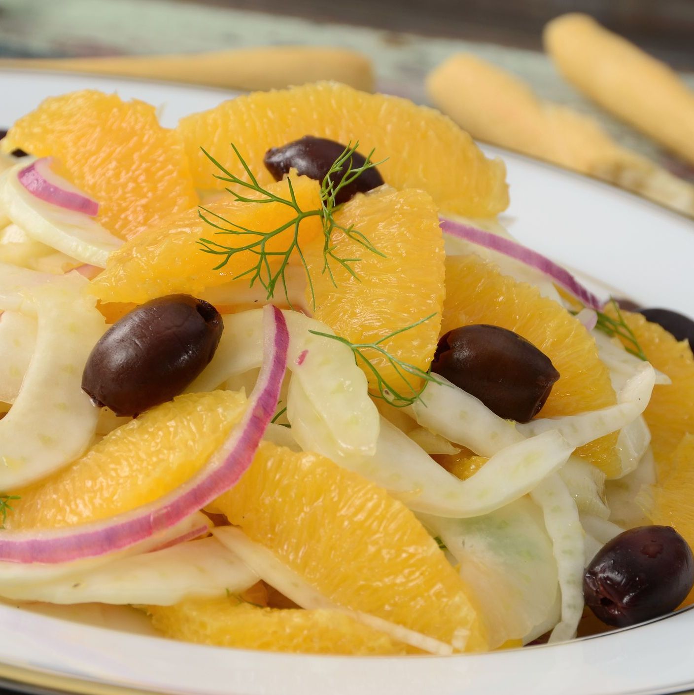 Salade de fenouil, oranges et olives noires