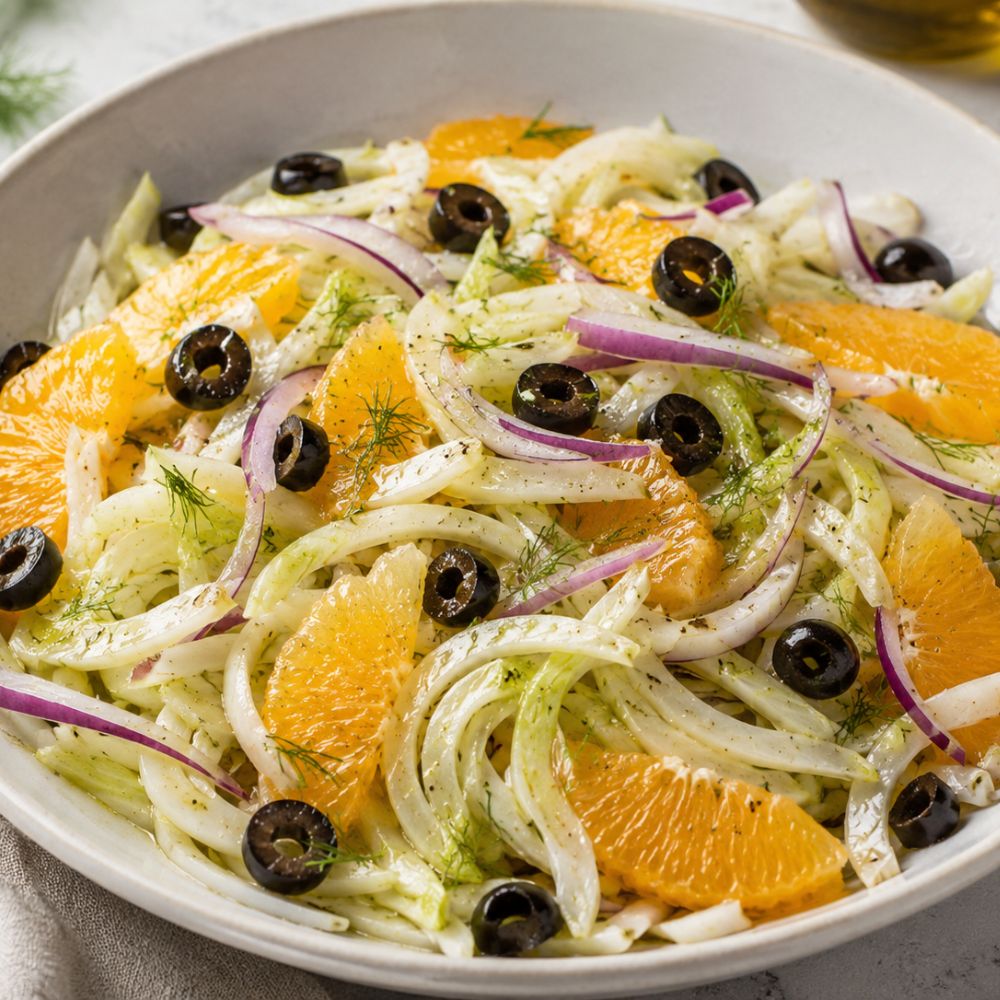 Salade de fenouil, oranges et olives noires