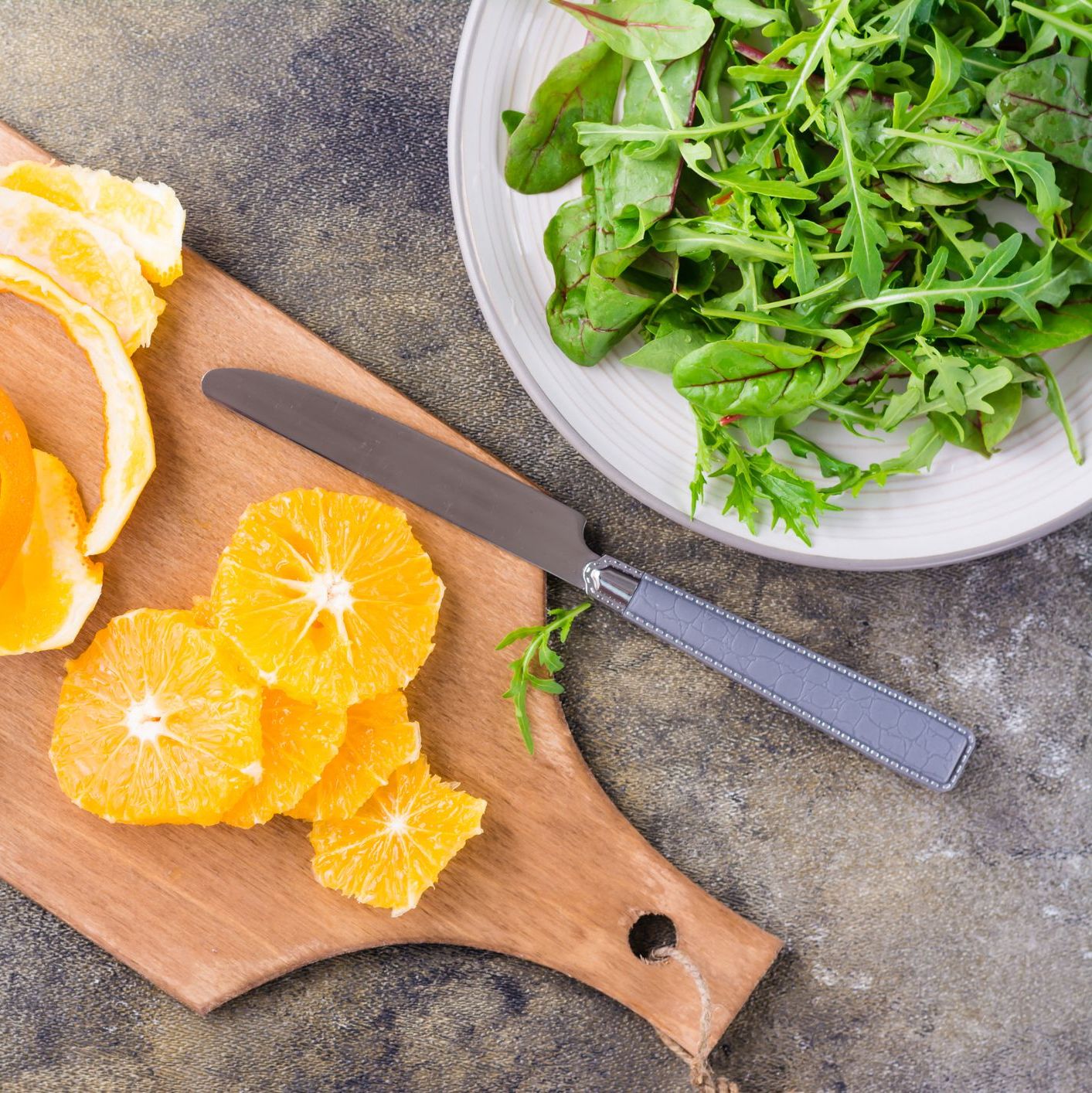 Salade de roquette, agrumes et graines de tournesol