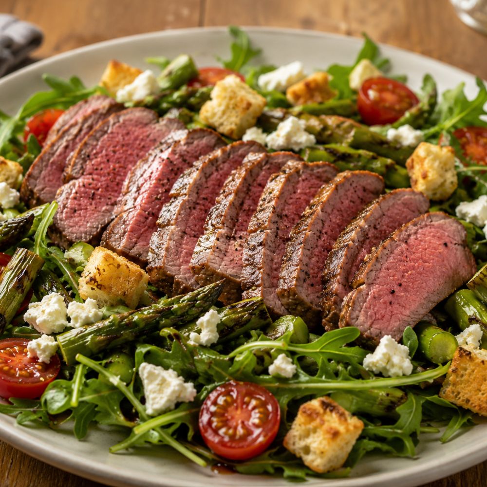 Salade tiède au bœuf et asperges