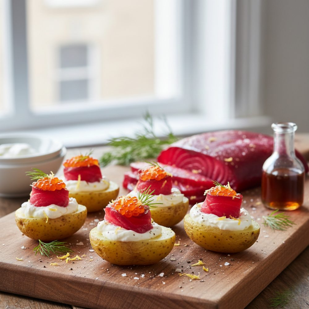 Saumon Gravlax à la Betterave et à l'Érable
