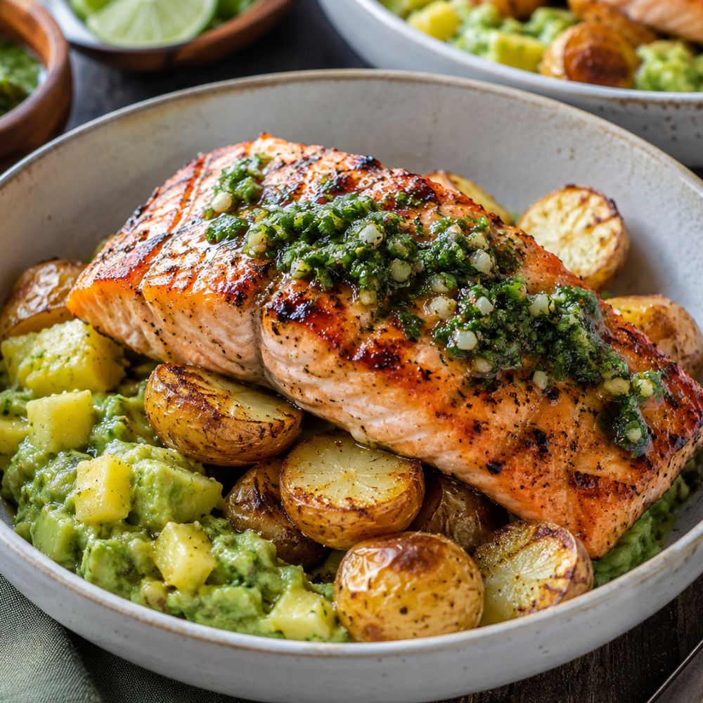 Saumon bbq et guacamole à l’ananas