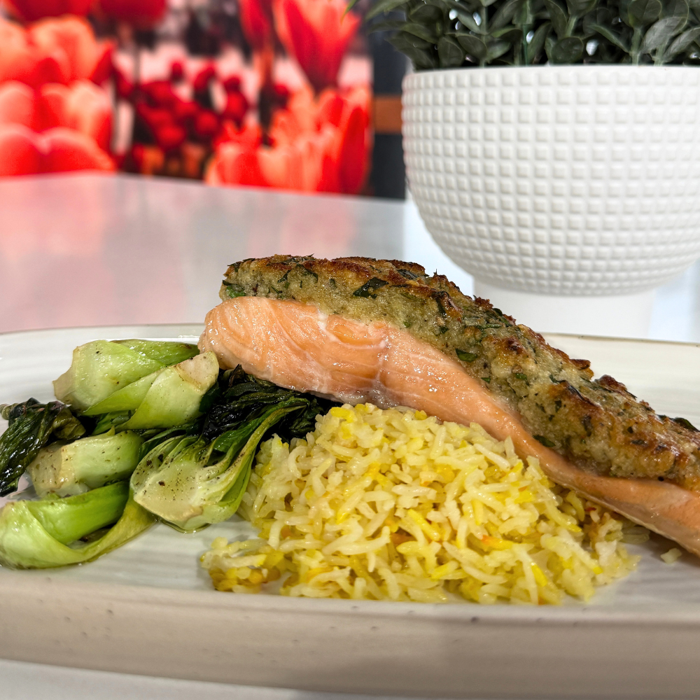 Saumon en croûte de parmesan et miel épicé