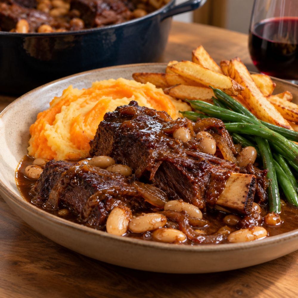 Short ribs de bœuf et haricots blancs