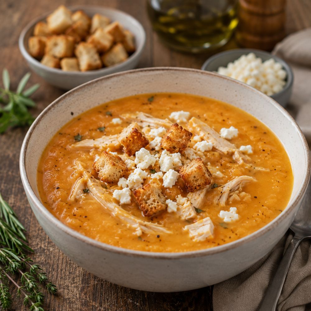 Soupe de poulet et patates douces