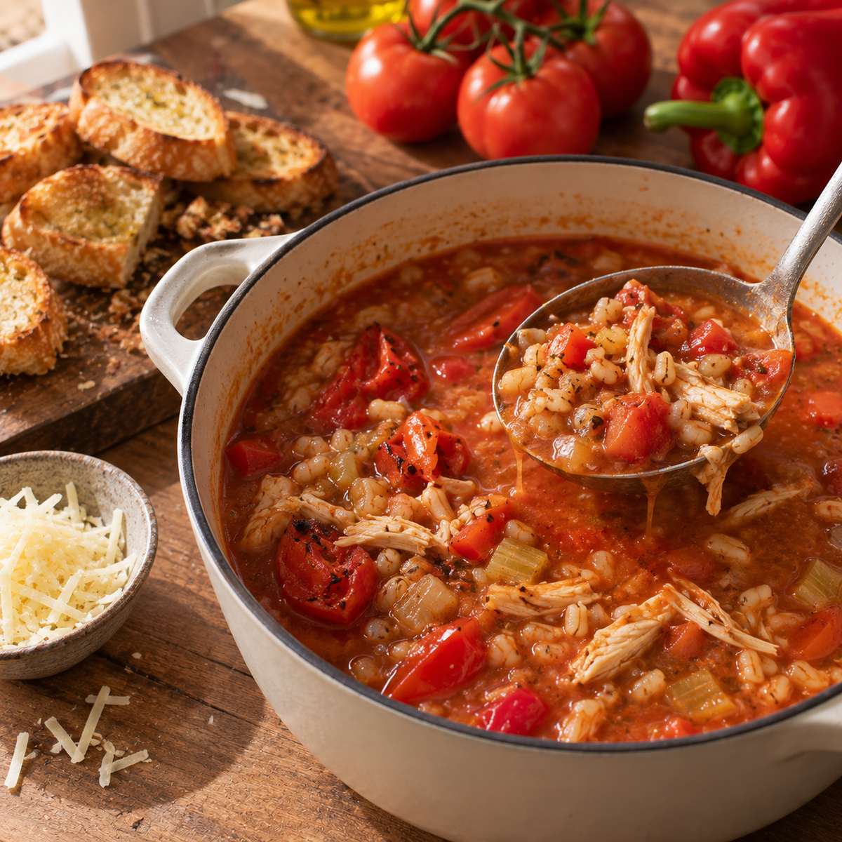 Soupe orge et tomate