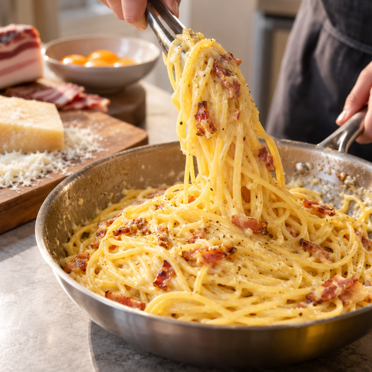 Spaghetti à la carbonara (la vraie)
