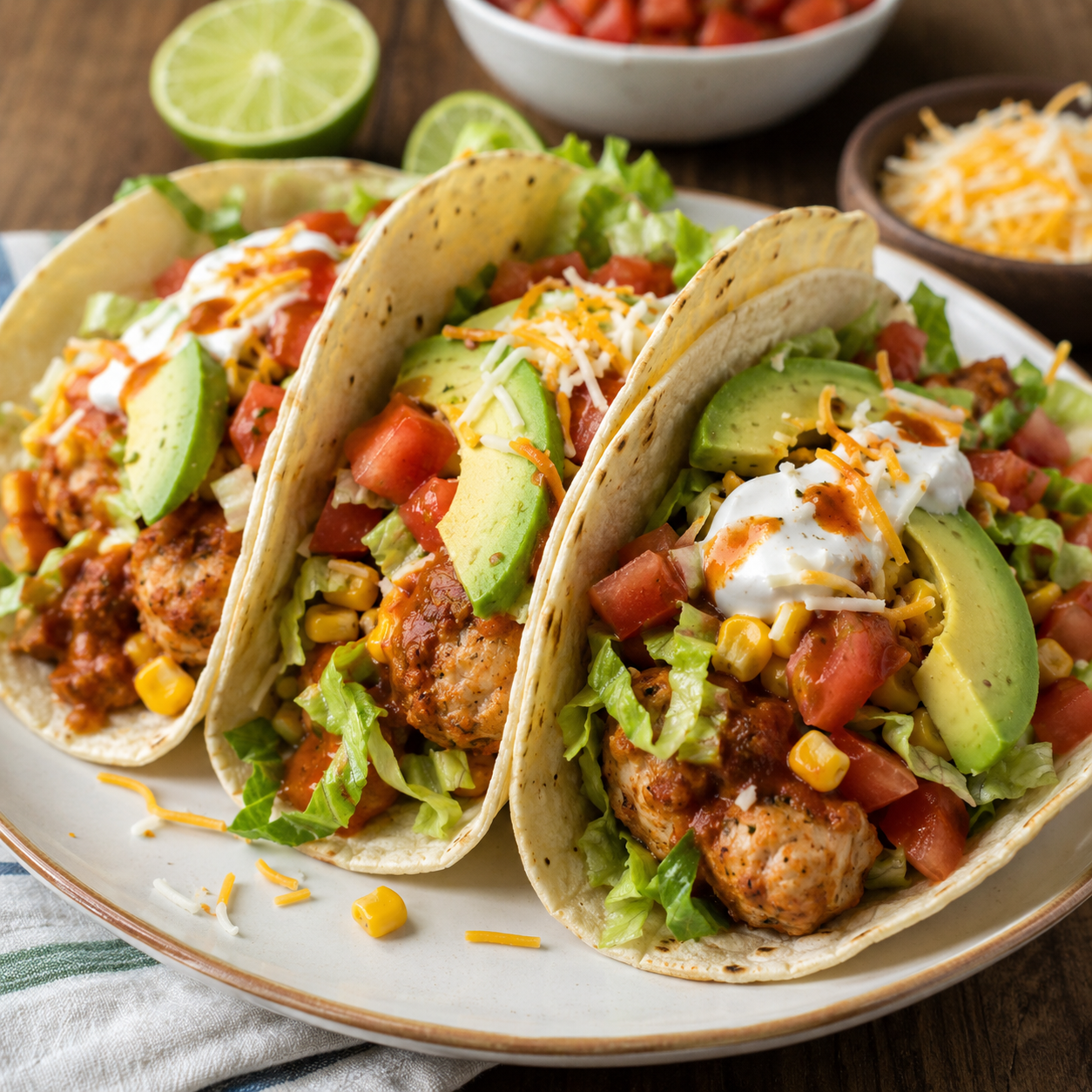 Tacos aux boulettes de poulet