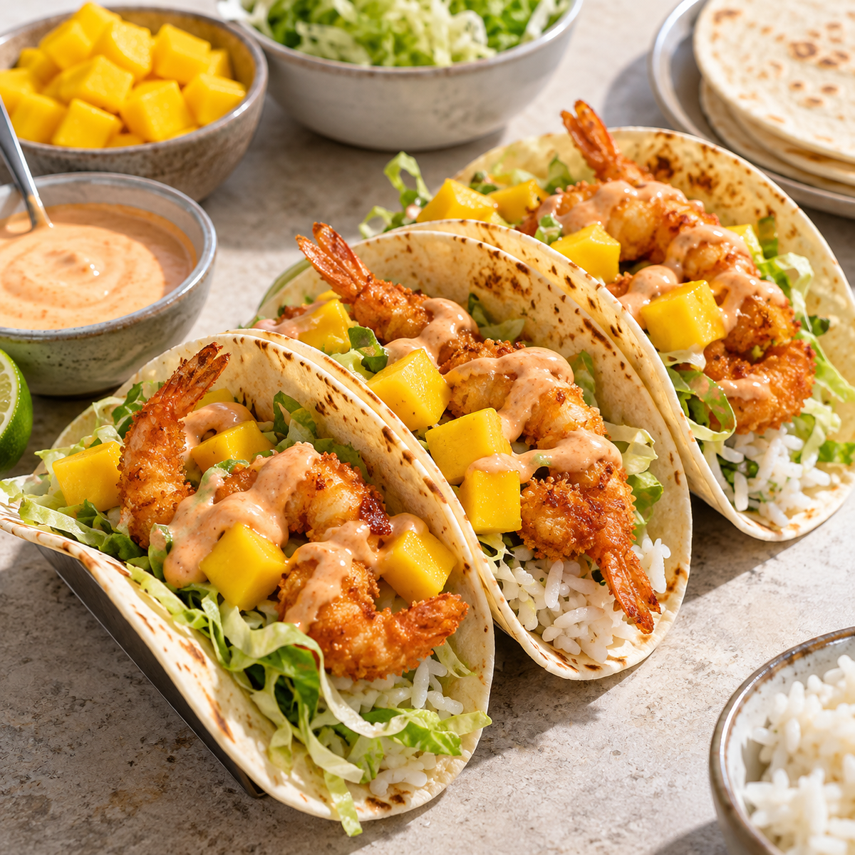 Tacos de crevettes croustillantes