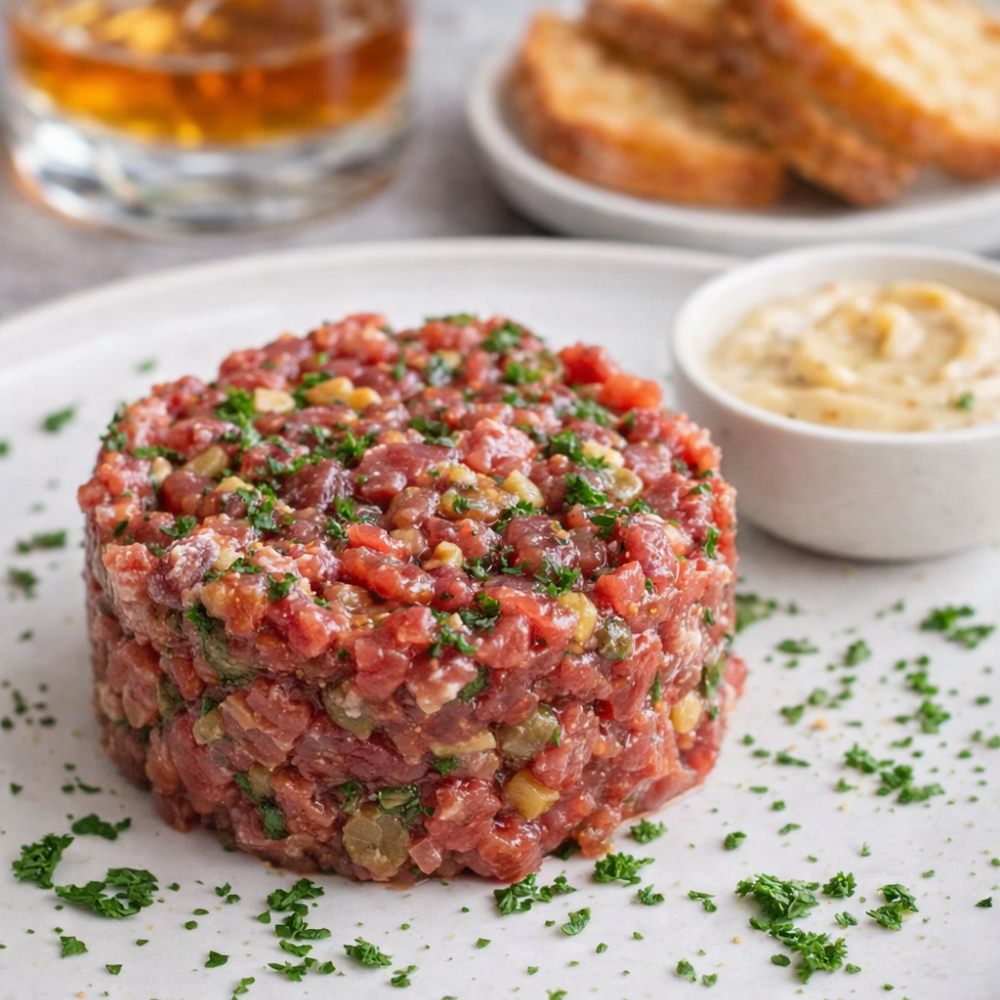 Tartare de bœuf au whisky et miel