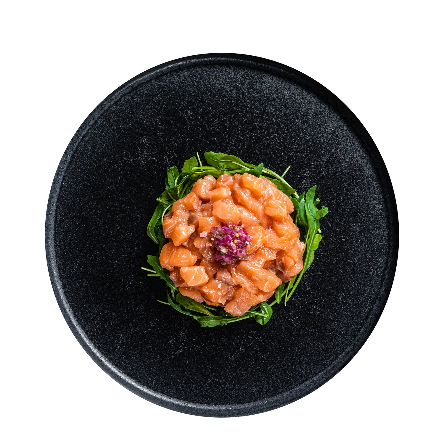 Tartare de duo de saumon à la pomme grenade et menthe fraîche