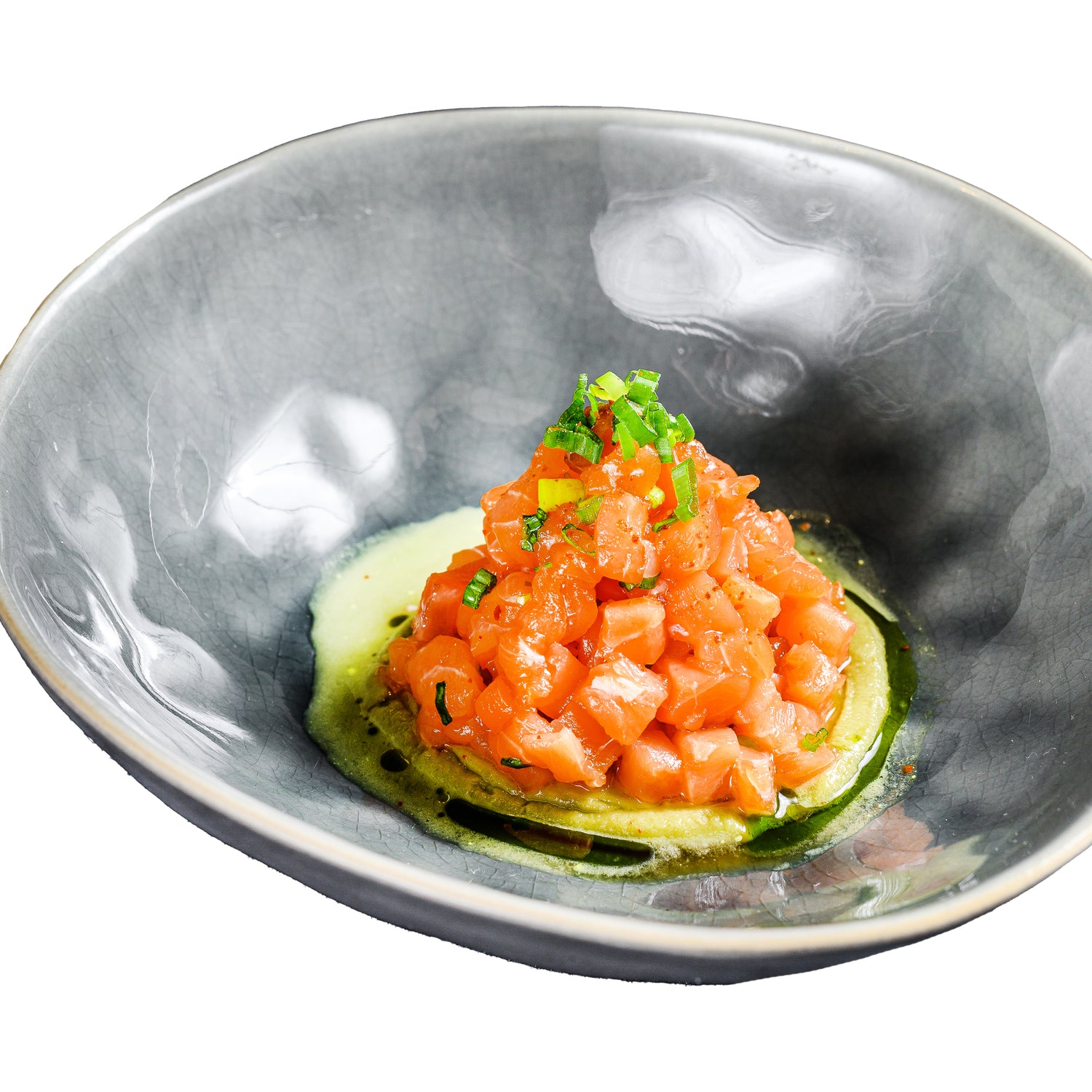 Tartare de duo de saumon à la pomme verte et concombre