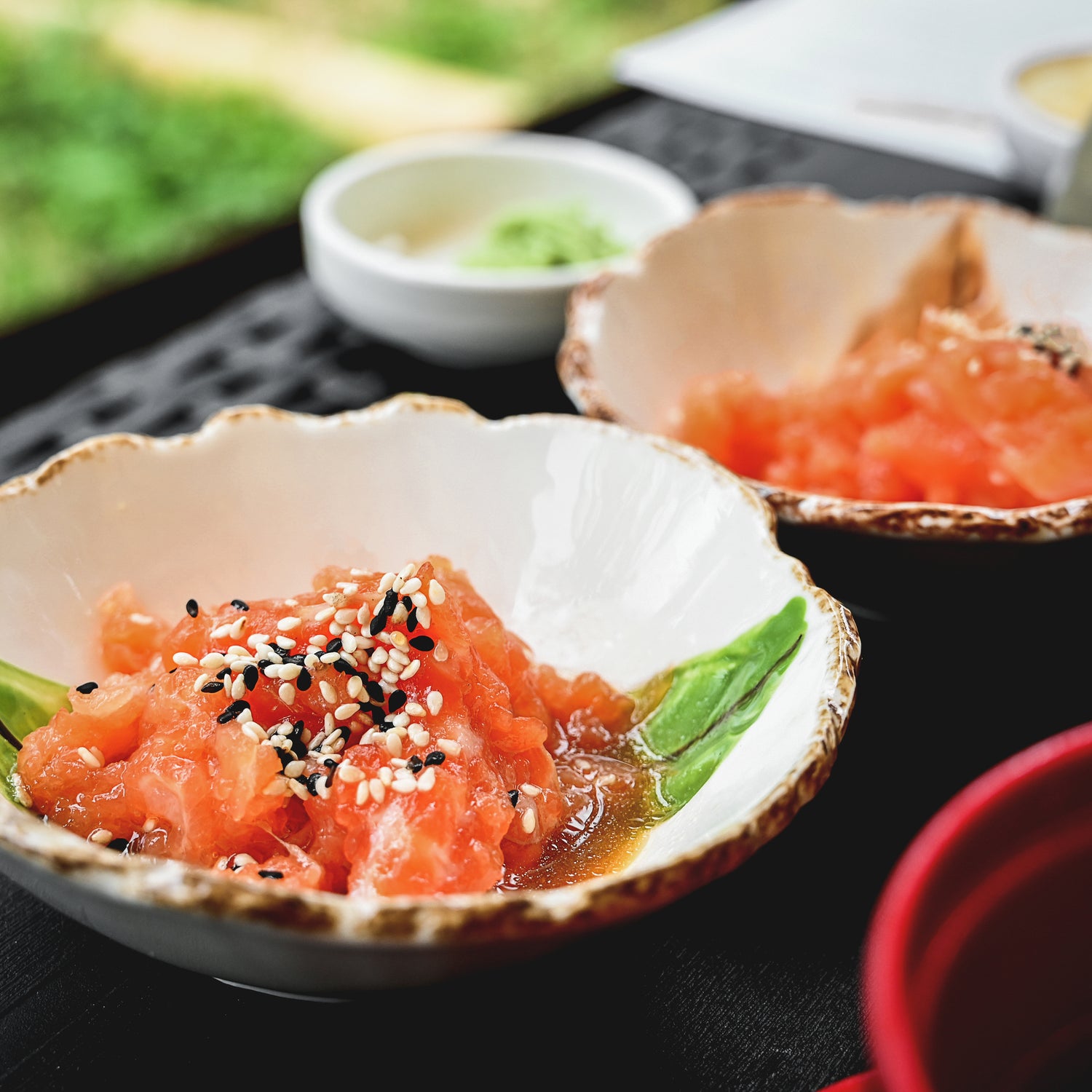 Tartare de duo de saumon au sésame et gingembre