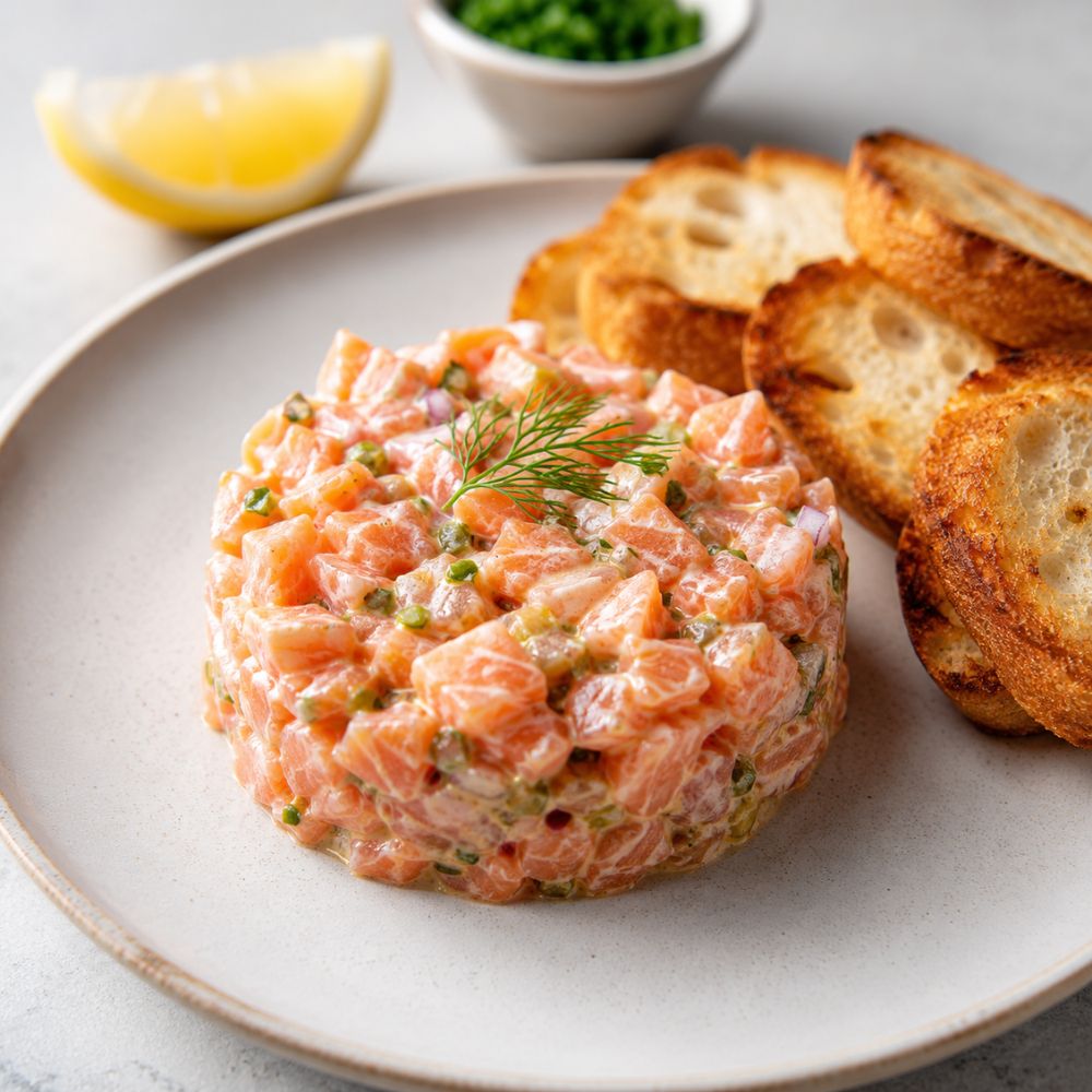 Tartare de saumon classique au saumon fumé