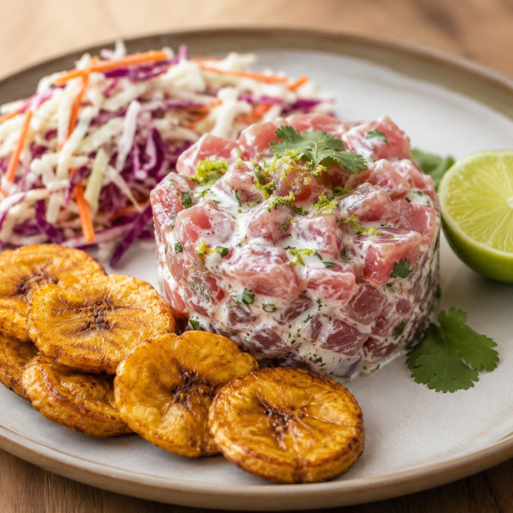 Tartare de thon à la noix de coco et lime