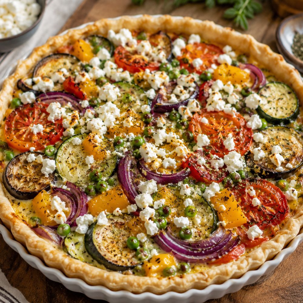 Tarte aux légumes grillés et feta