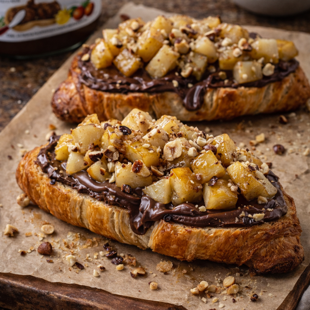 Tartine croissant poire et Nutella
