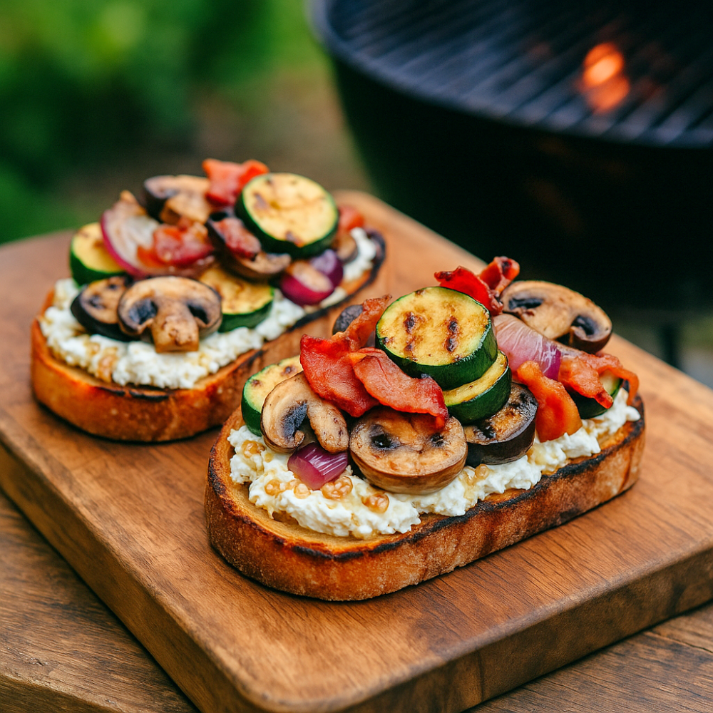 Tartine de chèvre et légumes grillés