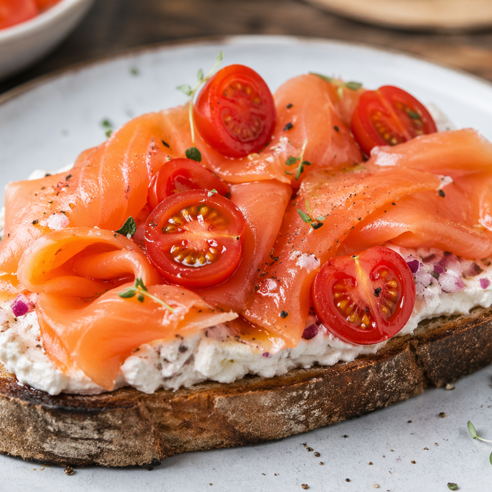Tartine ricotta et saumon fumé