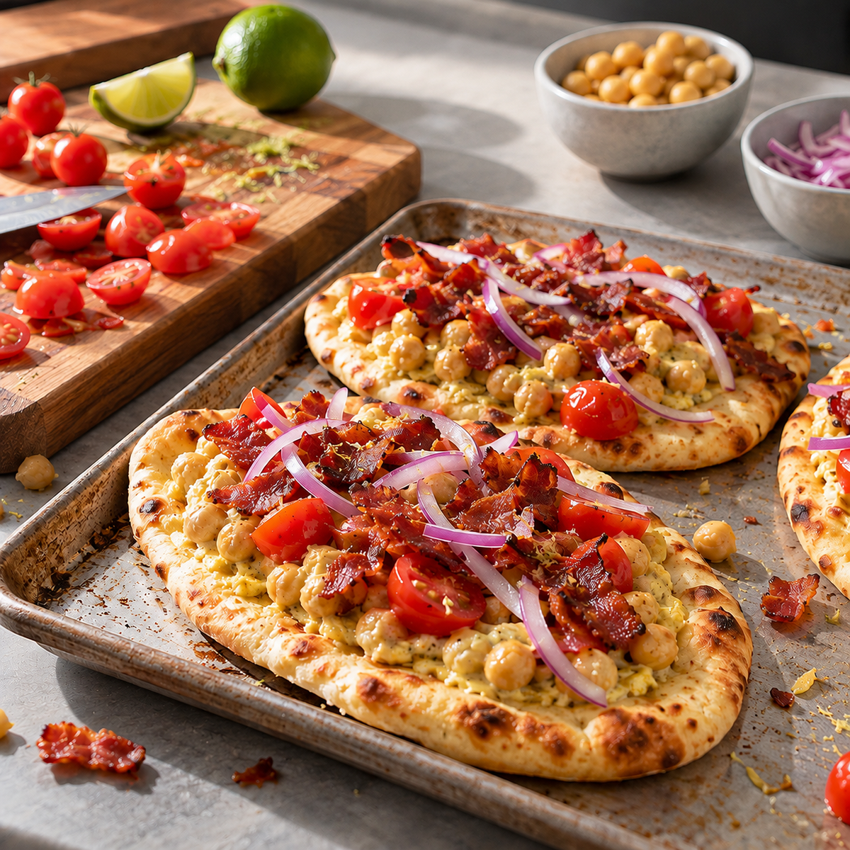 Tartine sur pain naan à l'indienne