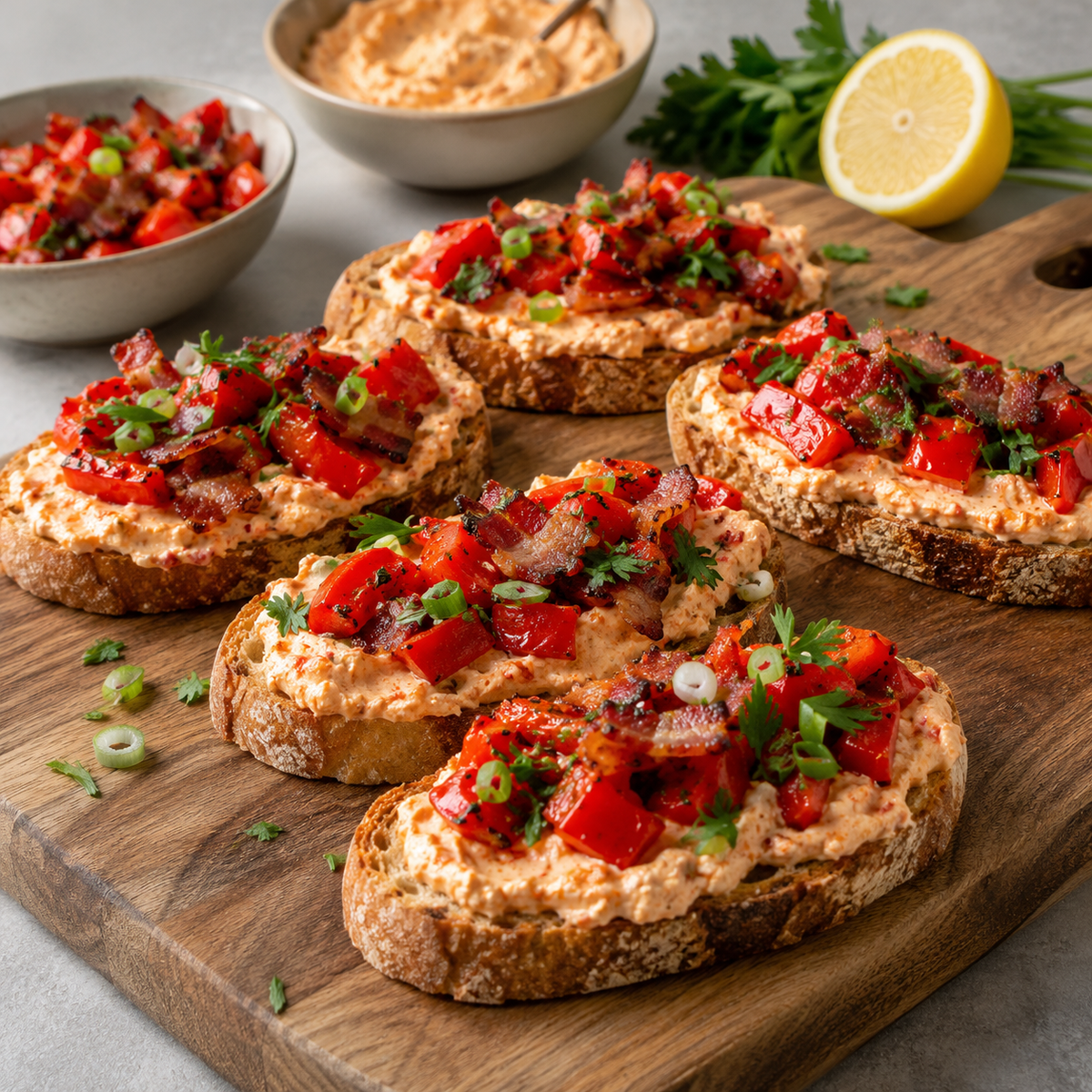 Tartines Ricotta et Poivron Rouge