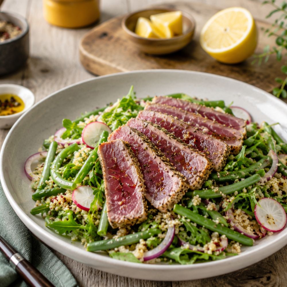 Tataki de thon et salade tiède