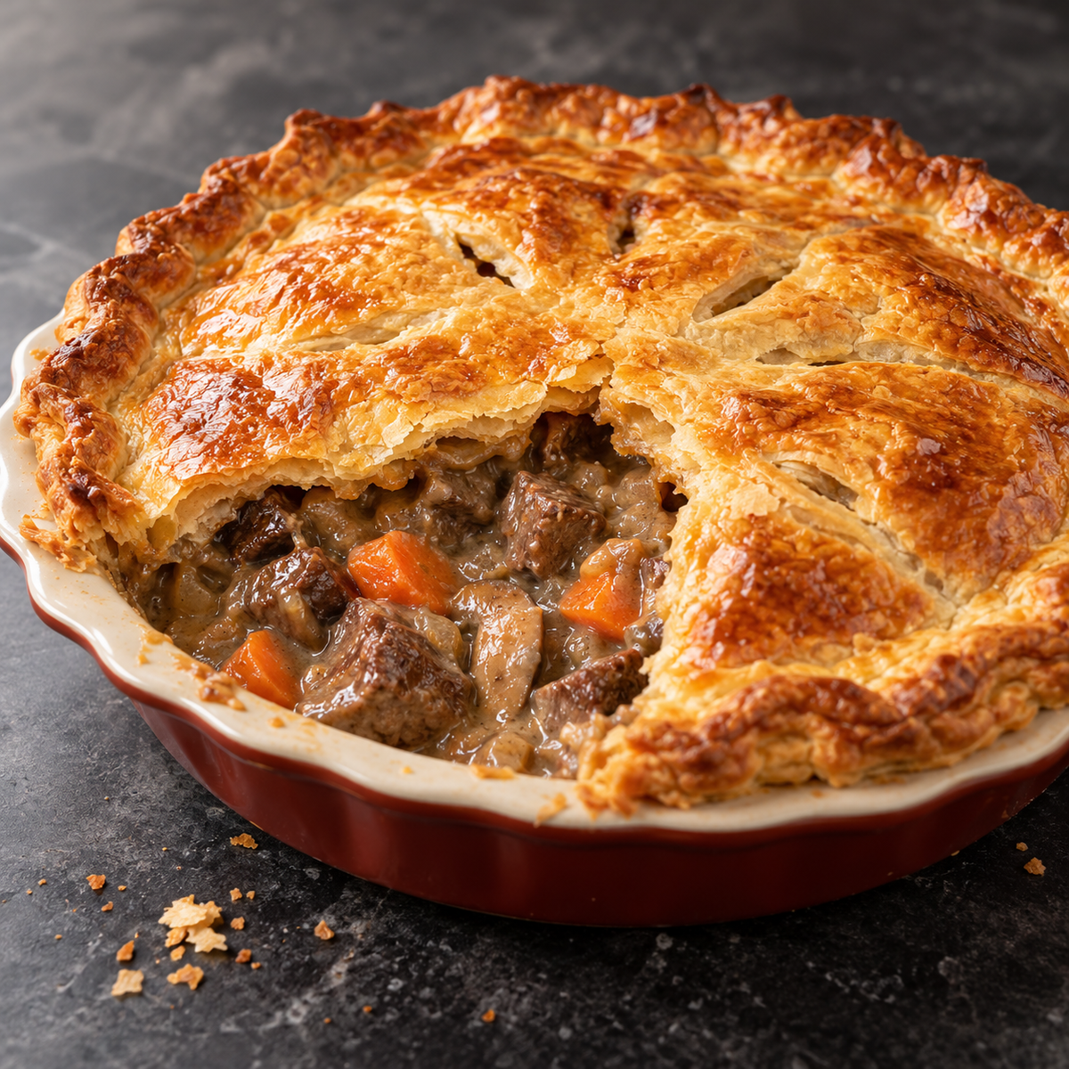 Tourte au bœuf bourguignon
