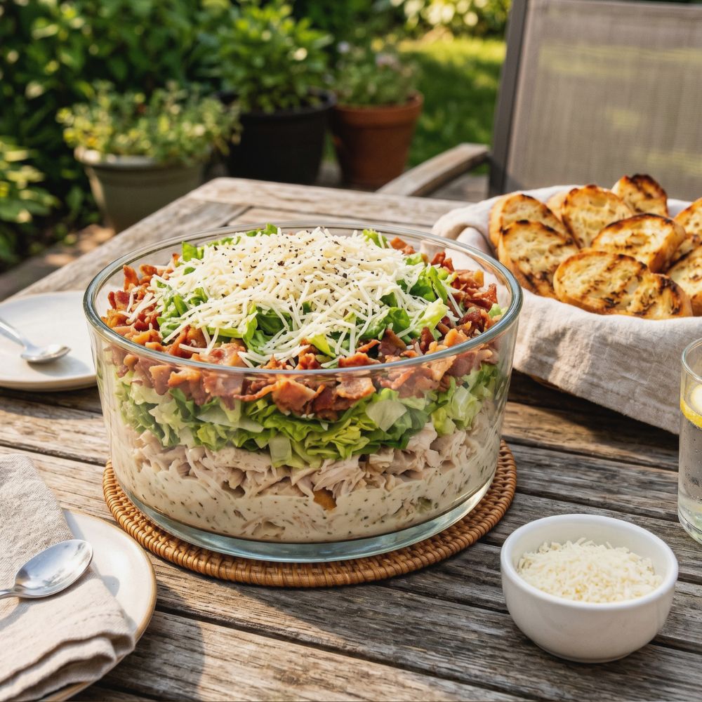 Trempette étage style salade césar au poulet