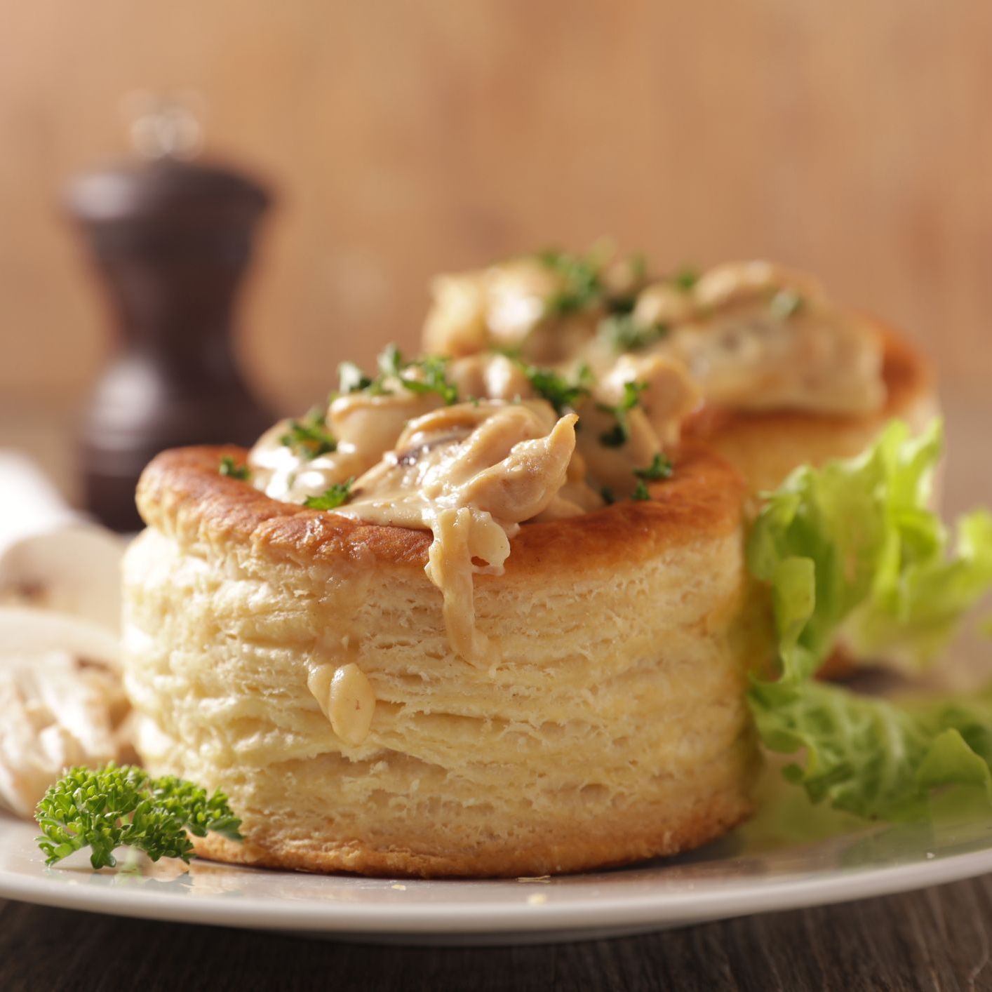 Vol-au-vent au poulet à la moutarde et au sirop d'érable