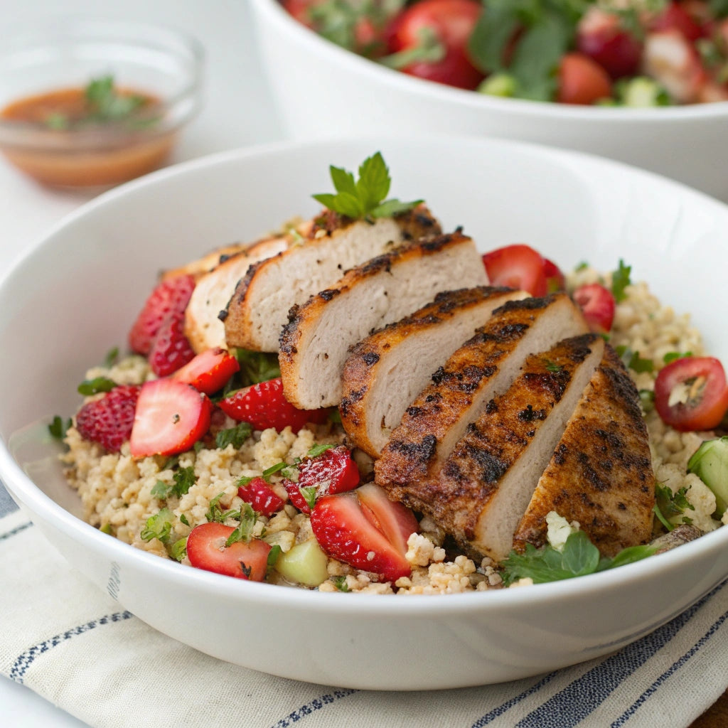 Taboulé aux fraises et poulet grillé
