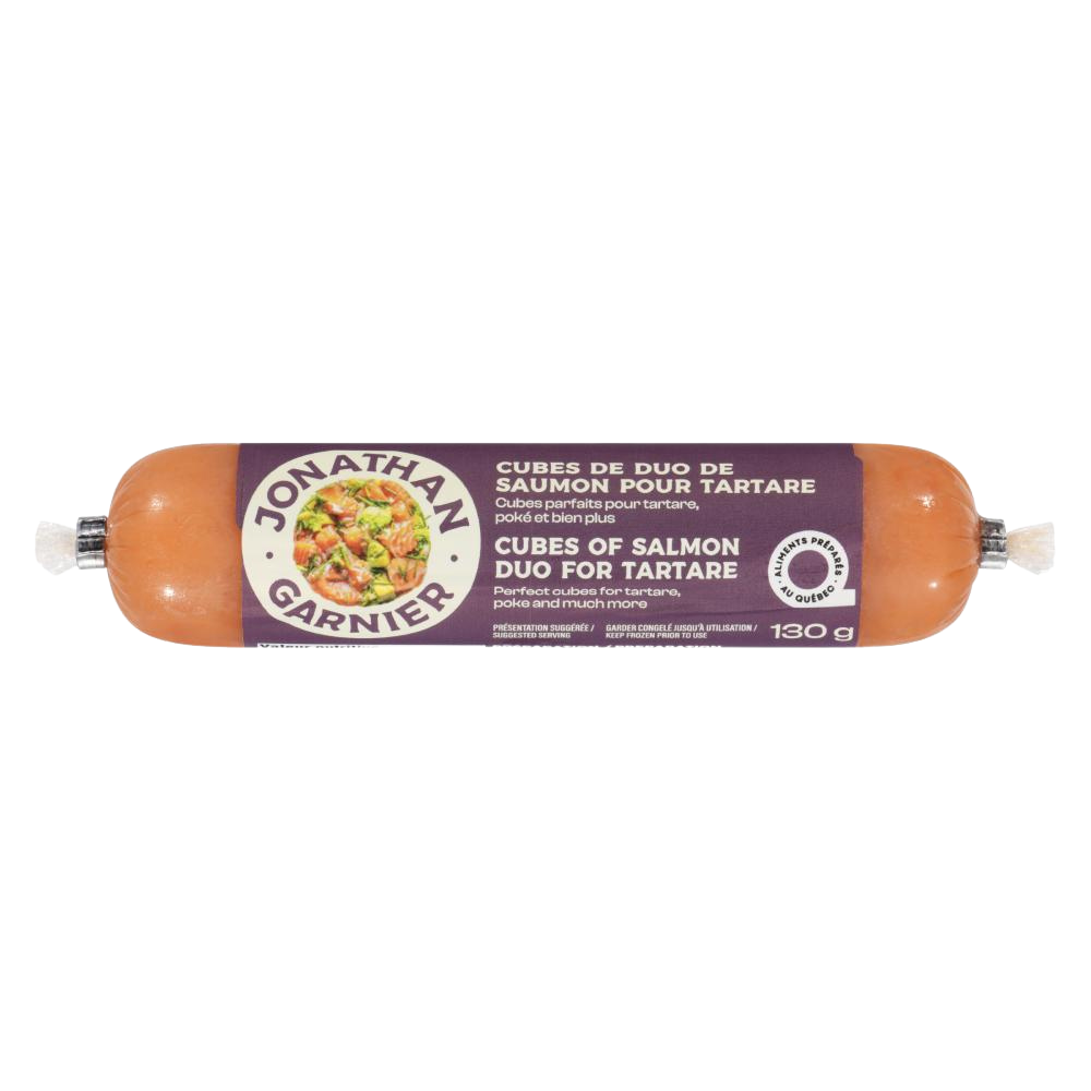 Dúo de dados de salmón para tartar