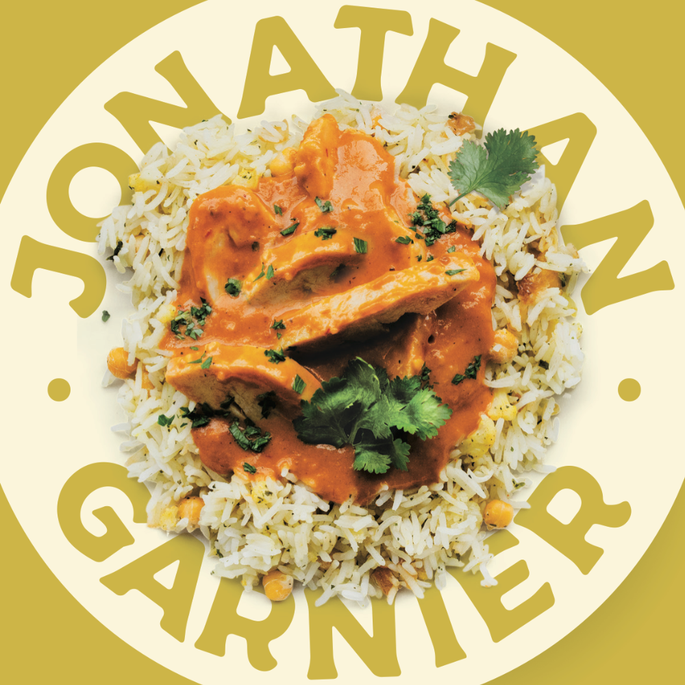 Frango na manteiga com arroz e couve-flor