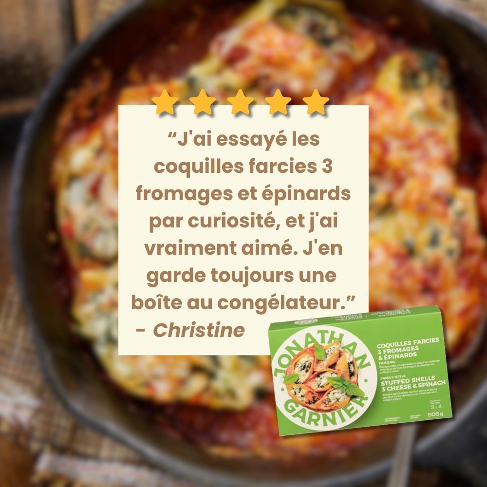 Coquilles farcies 3 fromages et épinards familial