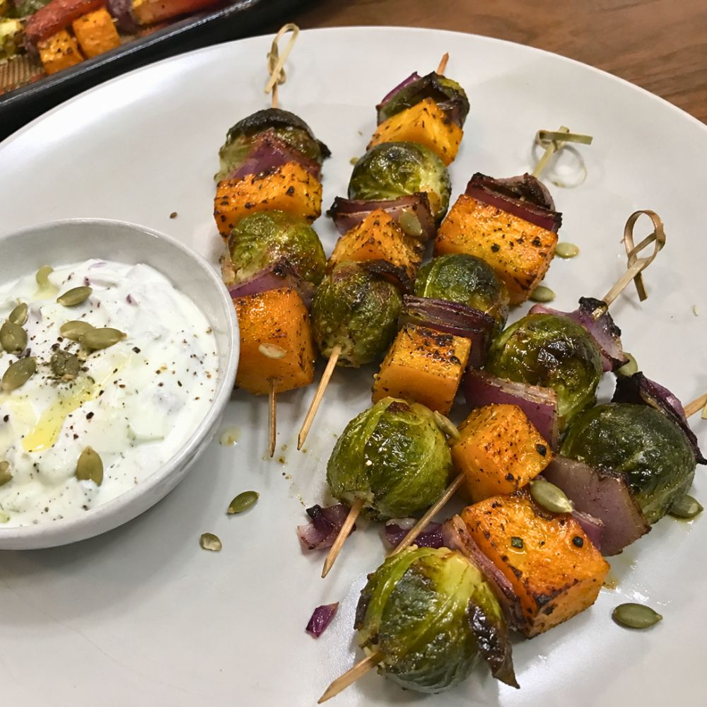 Brochette de choux et courges