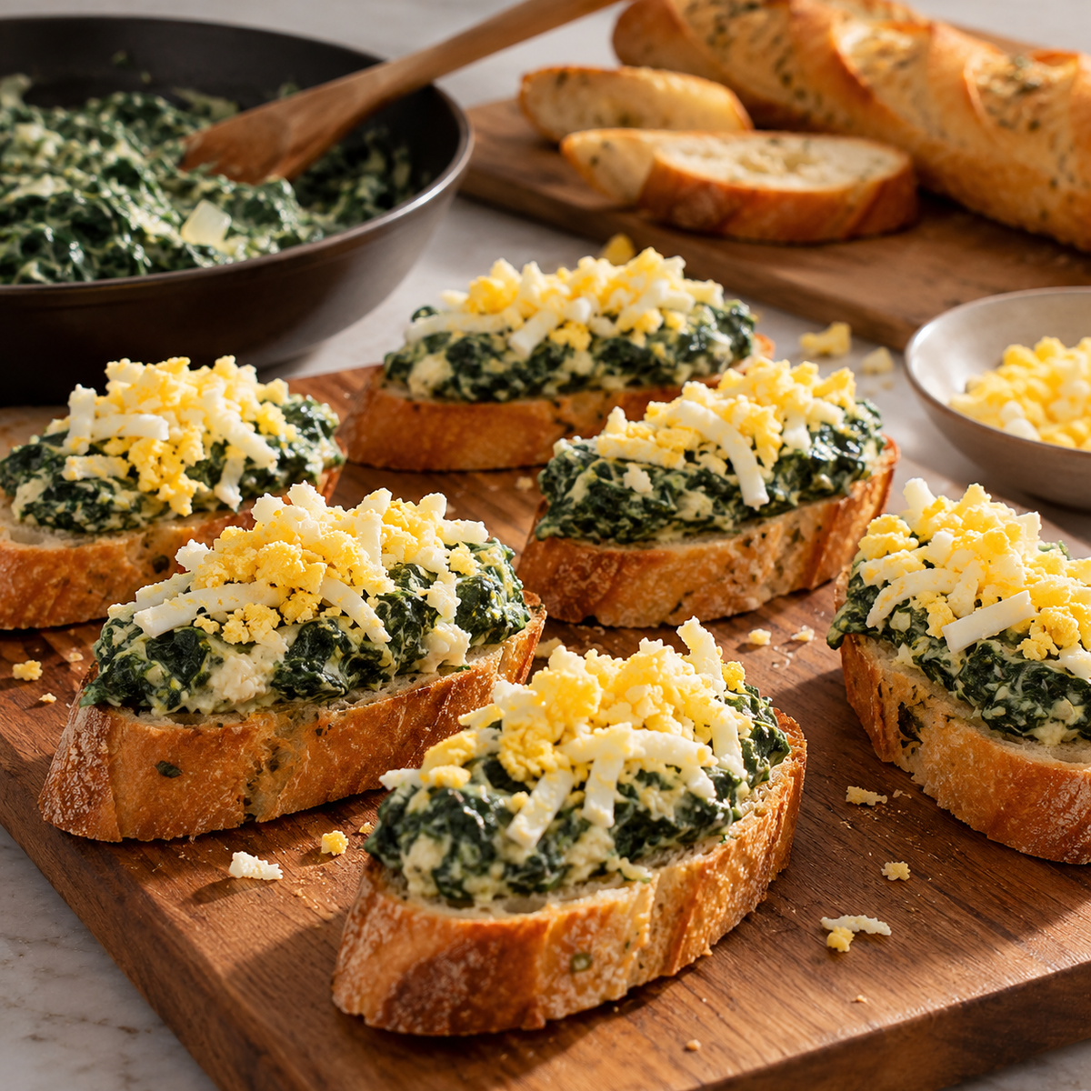Bouchées d'épinard croustillantes et oeuf