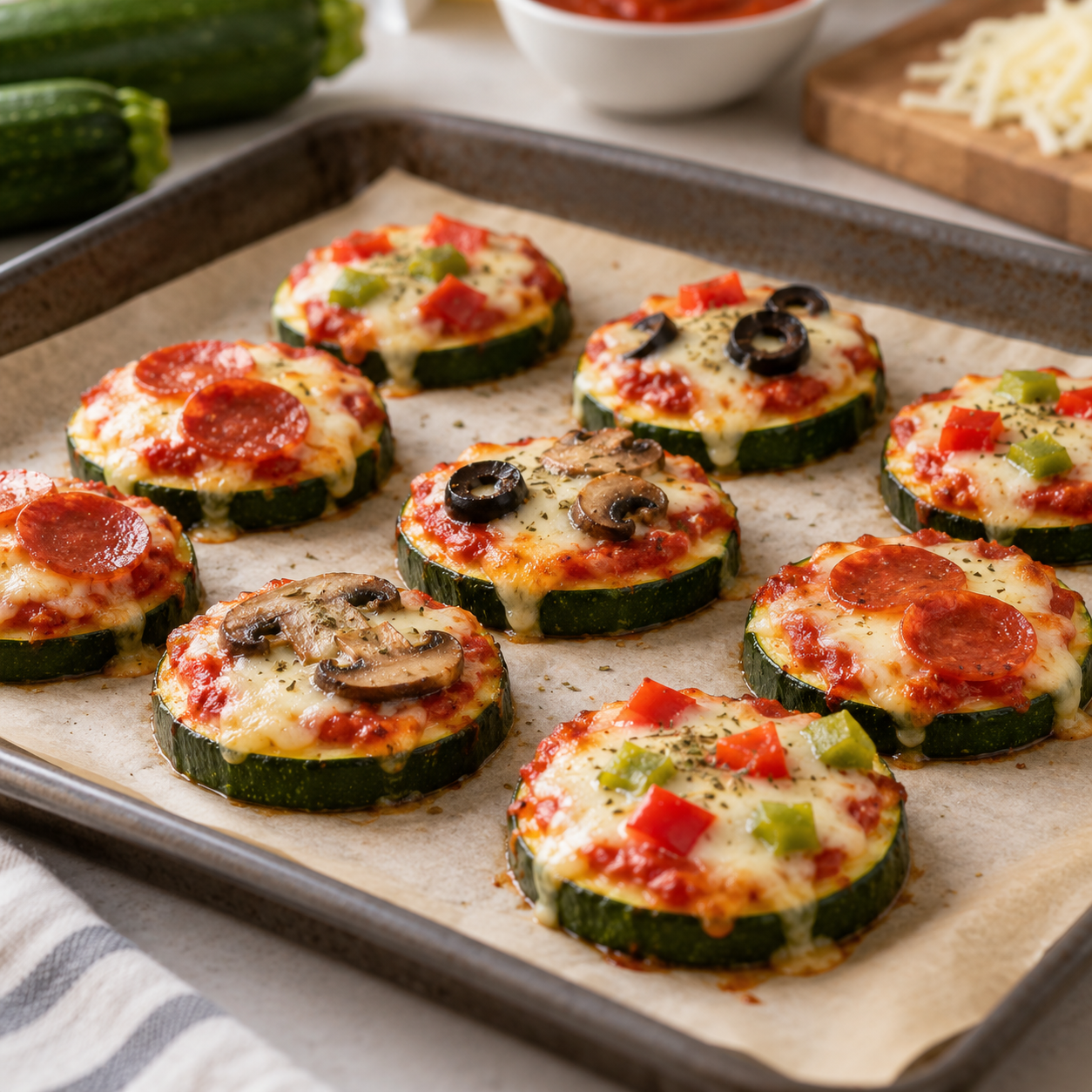 Bouchées de pizza à la courgette